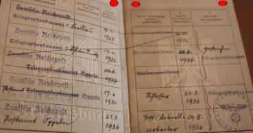 Arbeitsbuch eines Mannes aus Oppeln - Deutsche Reichspost Telegraphenbau